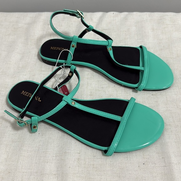 NWT Merona Women’s Alma Turquoise Sandals Flats size 8.5 - Picture 2 of 4